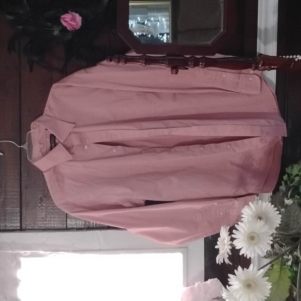 A pink long sleeve men shirt